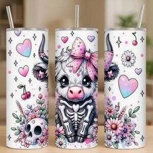 Cute Cow Tumbler with Straw